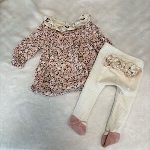 Cupcakes and cashmere baby girl dress and tights 0-3 months floral